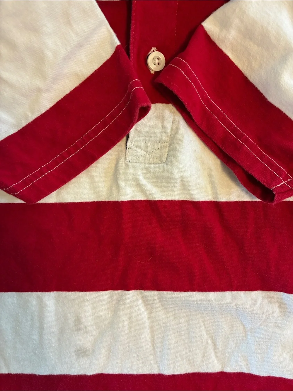Gymboree Red and White Striped Polo with Navy Collar